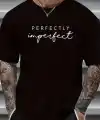 Erkek PERFECTLY Baskılı Tişört Bisiklet yaka yazlık Kısa Kol t-shirt - Siyah