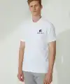 Erkek Pike Polo Yaka Tişört Düğmeli Baskılı T-Shirt - Beyaz