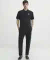 Erkek Pike Polo Yaka Tişört Düğmeli Baskılı T-Shirt - Beyaz