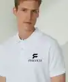 Erkek Pike Polo Yaka Tişört Düğmeli Baskılı T-Shirt - Beyaz
