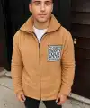 Erkek Polar Fermuarlı Sweatshirt – Kapüşonsuz, Cepli, Yumuşak Dokulu, Oversize Rahat Kalıp, Kışlık Sıcak Tutan Fermuarlı Üst - Kahverengi