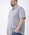 Erkek Polo Yaka Düğmeli Pike Kumaş Tişört Battal Beden Kısa Kol T-Shirt - Gri