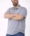 Erkek Polo Yaka Düğmeli Pike Kumaş Tişört Battal Beden Kısa Kol T-Shirt - Gri