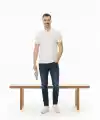 Erkek Polo Yaka Düğmeli Pike Kumaş Tişört Regular Fit Kısa Kol T-Shirt - Beyaz