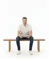 Erkek Polo Yaka Düğmeli Pike Kumaş Tişört Regular Fit Kısa Kol T-Shirt - Beyaz