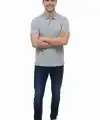 Erkek Polo Yaka Düğmeli Pike Kumaş Tişört Regular Fit Kısa Kol T-Shirt - Gri