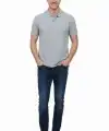 Erkek Polo Yaka Düğmeli Pike Kumaş Tişört Regular Fit Kısa Kol T-Shirt - Gri