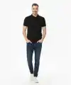 Erkek Polo Yaka Düğmeli Pike Kumaş Tişört Regular Fit Kısa Kol T-Shirt - Siyah