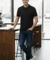 Erkek Polo Yaka Düğmeli Pike Kumaş Tişört Regular Fit Kısa Kol T-Shirt - Siyah