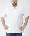 Erkek Polo Yaka Düğmeli Tişört Pike Kumaş Battal Beden Kısa Kol T-Shirt - Beyaz
