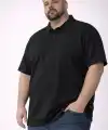 Erkek Polo Yaka Düğmeli Tişört Pike Kumaş Battal Beden Kısa Kol T-Shirt - Siyah