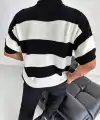 Erkek Polo Yaka Düğmeli Triko T-Shirt - Siyah