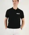 Erkek Polo Yaka Tişört Düğmeli Pike Baskılı T-Shirt - Siyah