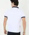 Erkek Polo Yaka Tişört Slim Fit Baskılı Kısa Kol T-Shirt - Beyaz