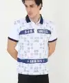 Erkek Polo Yaka Tişört Slim Fit Baskılı Kısa Kol T-Shirt - Beyaz
