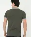 Erkek Polo Yaka tişört Slim Fit Baskılı Kısa kol T-Shirt - Haki