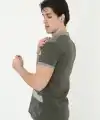 Erkek Polo Yaka tişört Slim Fit Baskılı Kısa kol T-Shirt - Haki