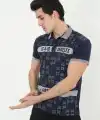 Erkek Polo Yaka  tişört Slim Fit Baskılı Kısa kol T-Shirt - Lacivert