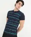 Erkek polo Yaka tişört Slim Fit Pike Çizgili  Kısa kol T-Shirt - Lacivert