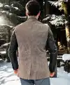 Erkek Premium Doğal Nubuk Deri Ceket - Siyah