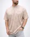 Erkek Premium Tişört OSY Yumuşak Dokulu Yıkamalı Oversize T-Shirt - Bej