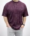 Erkek Premium Tişört OSY Yumuşak Dokulu Yıkamalı Oversize T-Shirt - Bordo