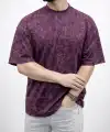 Erkek Premium Tişört OSY Yumuşak Dokulu Yıkamalı Oversize T-Shirt - Bordo