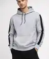 Erkek Şeritli Kapüşonlu Oversize Sweatshirt 3 iplik Pamuklu hoodie - Beyaz
