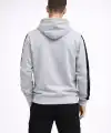 Erkek Şeritli Kapüşonlu Oversize Sweatshirt 3 iplik Pamuklu hoodie - Beyaz