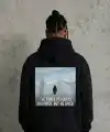 Erkek Survivor Penguin Baskılı 3 İplik Pamuklu Kapüşonlu Sweatshirt Hoodie Siyah