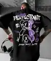 Erkek T-shirt Baskılı Bisiklet Yaka Kısa Kol Tişört - Siyah
