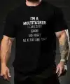 Erkek T-shirt Komik Multitasker Baskılı Kısa kol Tişört - Siyah