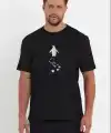 Erkek T-Shirt Nihilist Penguen Baskılı Bisiklet Yaka Kısa kol yazlık Tişört - Siyah