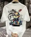 Erkek T-shirt Tavşan Baskılı Kısa Kollu Tişört - Beyaz