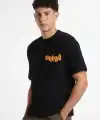 Erkek Tişört Baskılı Oversize Kısa kol T-shirt - Siyah