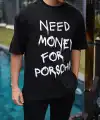Erkek Tişört Bisiklet Yaka Baskılı Kısa kol Oversize T-Shirt - Siyah