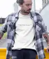 Erkek Tişort Bisiklet Yaka Baskılı Kısa kol T-Shirt - Beyaz