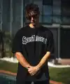Erkek Tişort Bisiklet Yaka Baskılı Kısa kol T-Shirt - Siyah