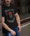 Erkek Tişort Bisiklet Yaka Baskılı Kısa kol T-Shirt - Siyah