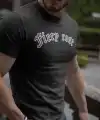 Erkek Tişort Bisiklet Yaka Baskılı kısa kol T-Shirt - Siyah