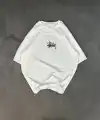 Erkek Tişört Bisiklet Yaka Baskılı Oversize Kısa kol T-Shirt - Beyaz