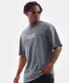 Erkek Tişort  Bisiklet Yaka Baskılı Oversize T-Shirt - Gri