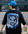 ERKEK  Tişört Bisiklet Yaka Kore tarzı baskı Kısa Kol t-shirt - Siyah