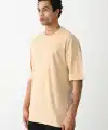 Erkek Tişört Düz Basic Penye Yazlık Bisiklet Yaka Kısa Kol T-Shirt - Bej