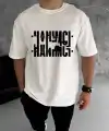 Erkek Tişört Kısa Kol Bisiklet Yaka Katlanan HANIMCI Baskılı T-Shirt - Beyaz