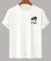 Erkek Tişört Palmiye Baskılı Bisiklet Yaka Kısa Kol T-Shirt - Beyaz