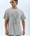 ERKEK Tişört TAŞ Detaylı Bisiklet Yaka  Kısa kol T-Shirt - Gri