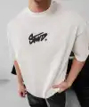 Erkek Tişört Yazlık Baskılı Oversize Kısa kol T-Shirt - Beyaz