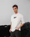 Erkek Tişört Yazlık Baskılı Oversize Kısa kol T-Shirt - Beyaz