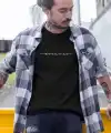 Erkek Tişört Yazlık Bisiklet Yaka Baskılı Kısa kol T-Shirt - Siyah